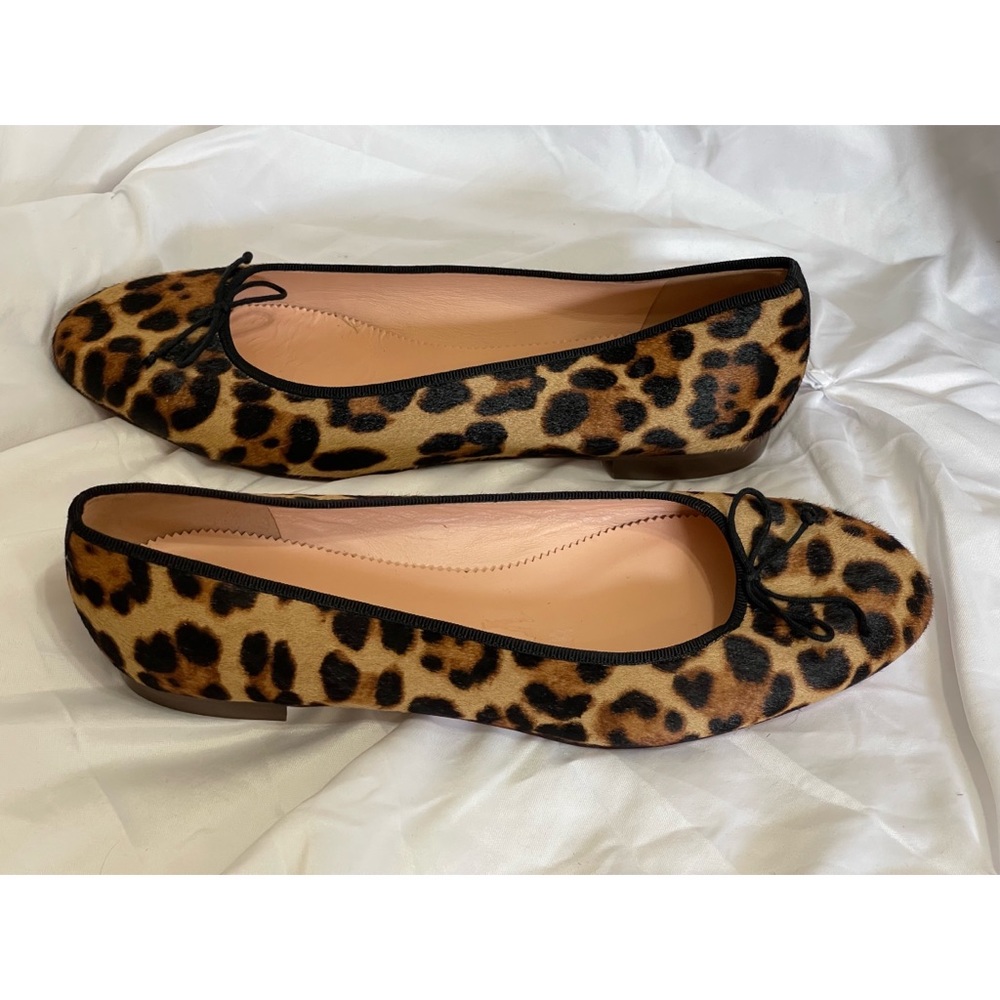 J. Crew Leopard Print Ballerina Flats, Made with Real Animal Fur
